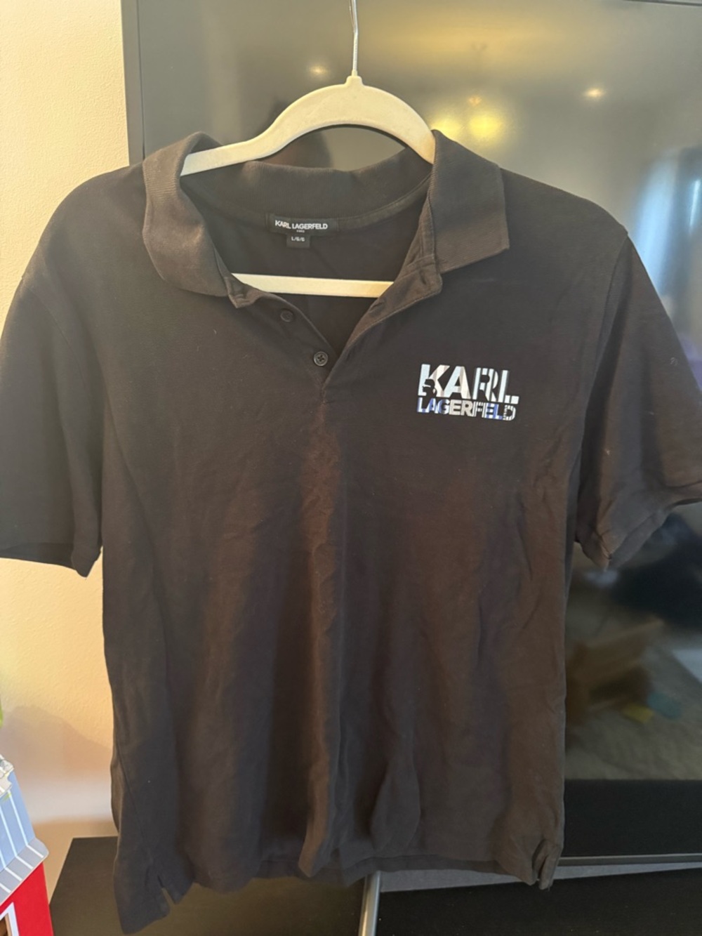 Karl Lagerfeld Black Polo with White Logo
